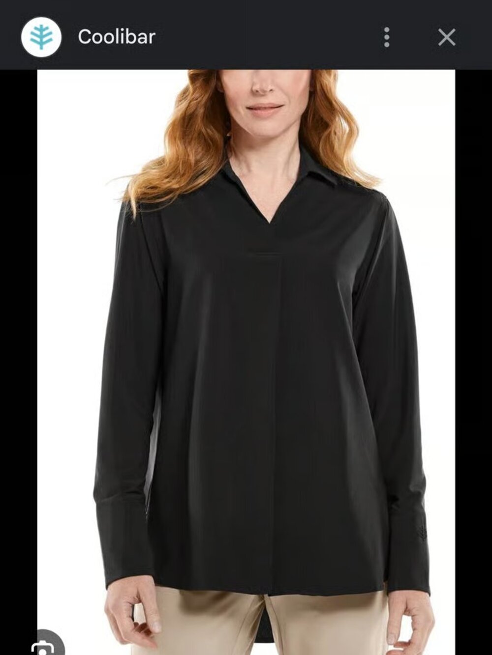 Coolibar Palmaria Travel tunic top black shadow stripe M